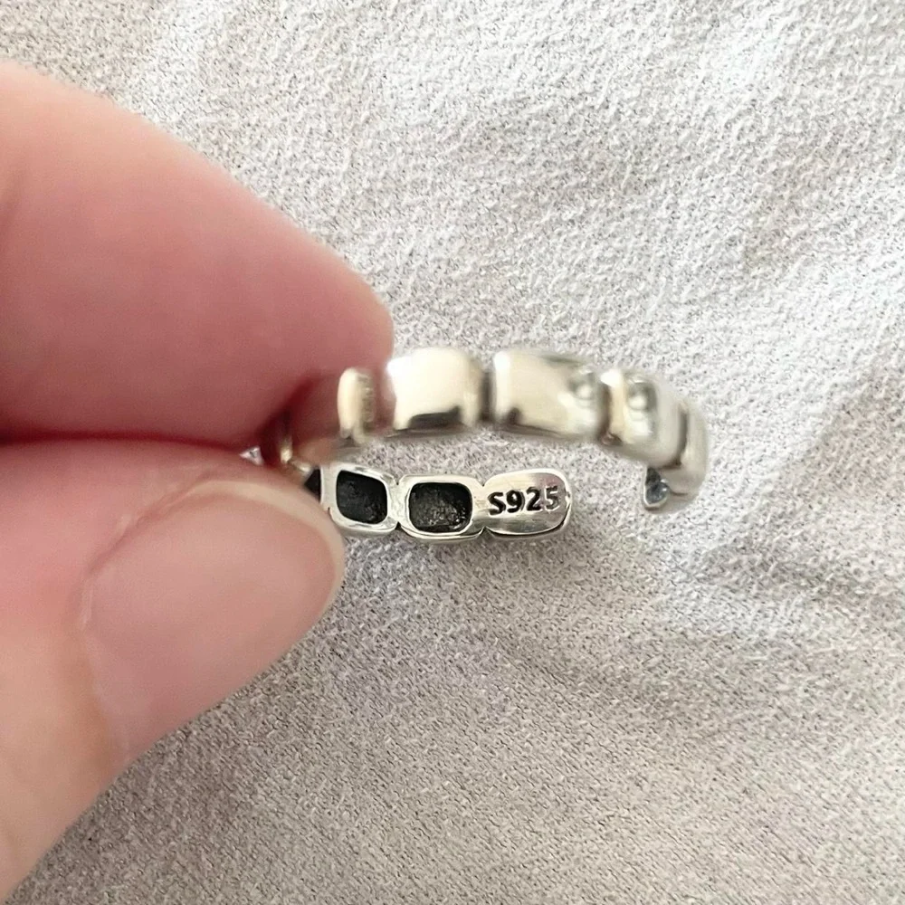VenusFree S925 Minimalist Silver Tile Band Ring | Geometric Stack Ring